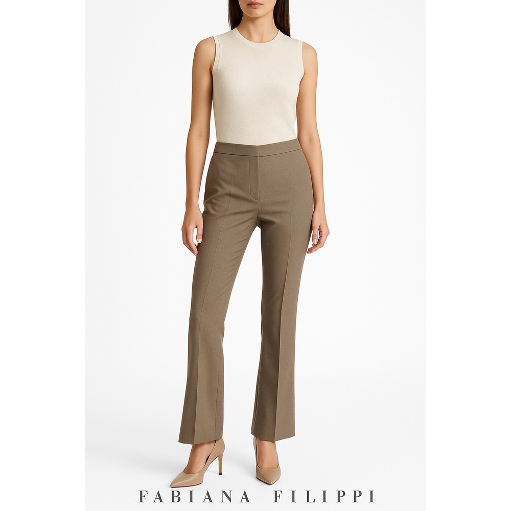 Fabiana Filippi Wool Viscose Bootcut Pants Women IT 44 US 12‎ Taupe Italy